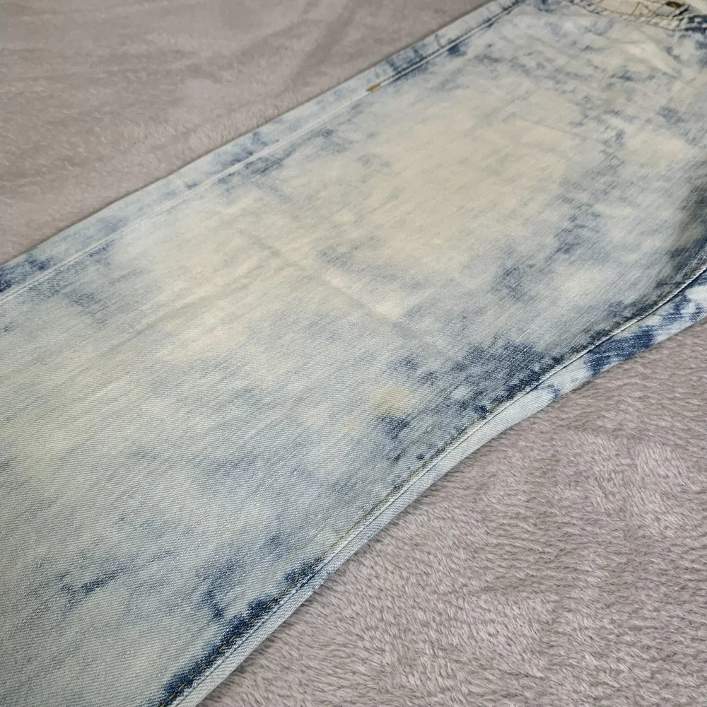 True Religion Geno Jeans Mens 36x31 Blue Acid Wash Straight USA‎ Made Vintage